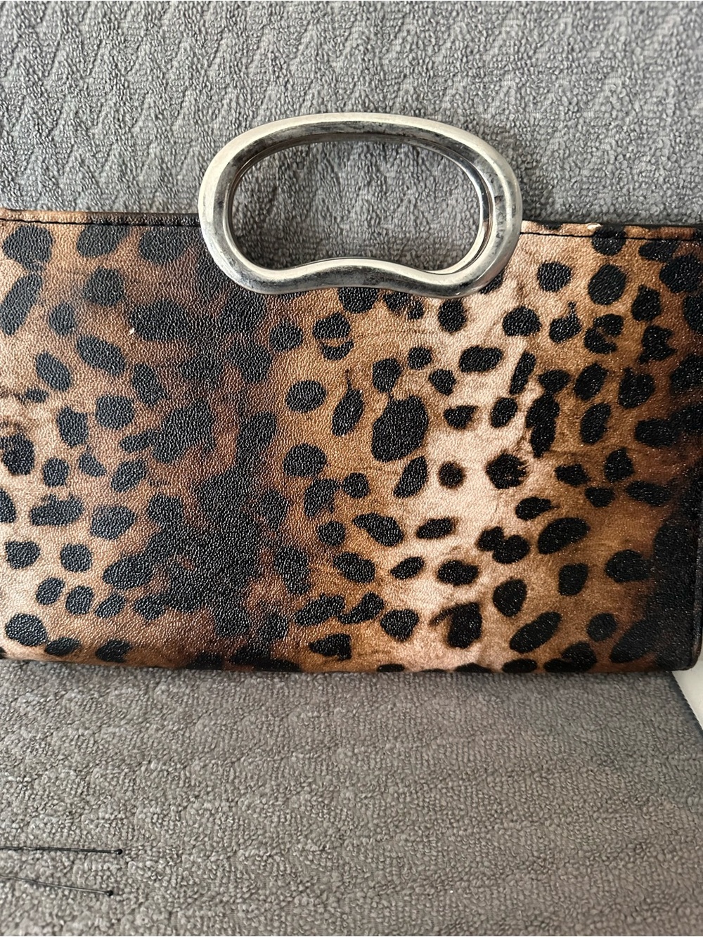 Leopard Print Handheld Clutch in Brown and Black